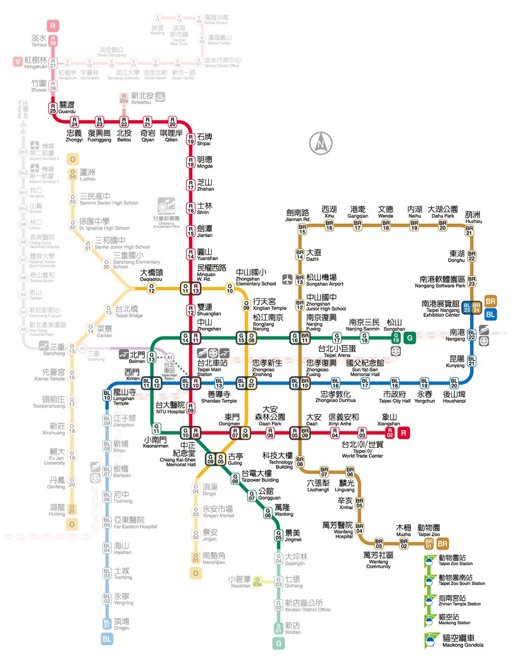 台北MRT路線図（2019.2.21）<br />※新北市のエリアは薄く表示